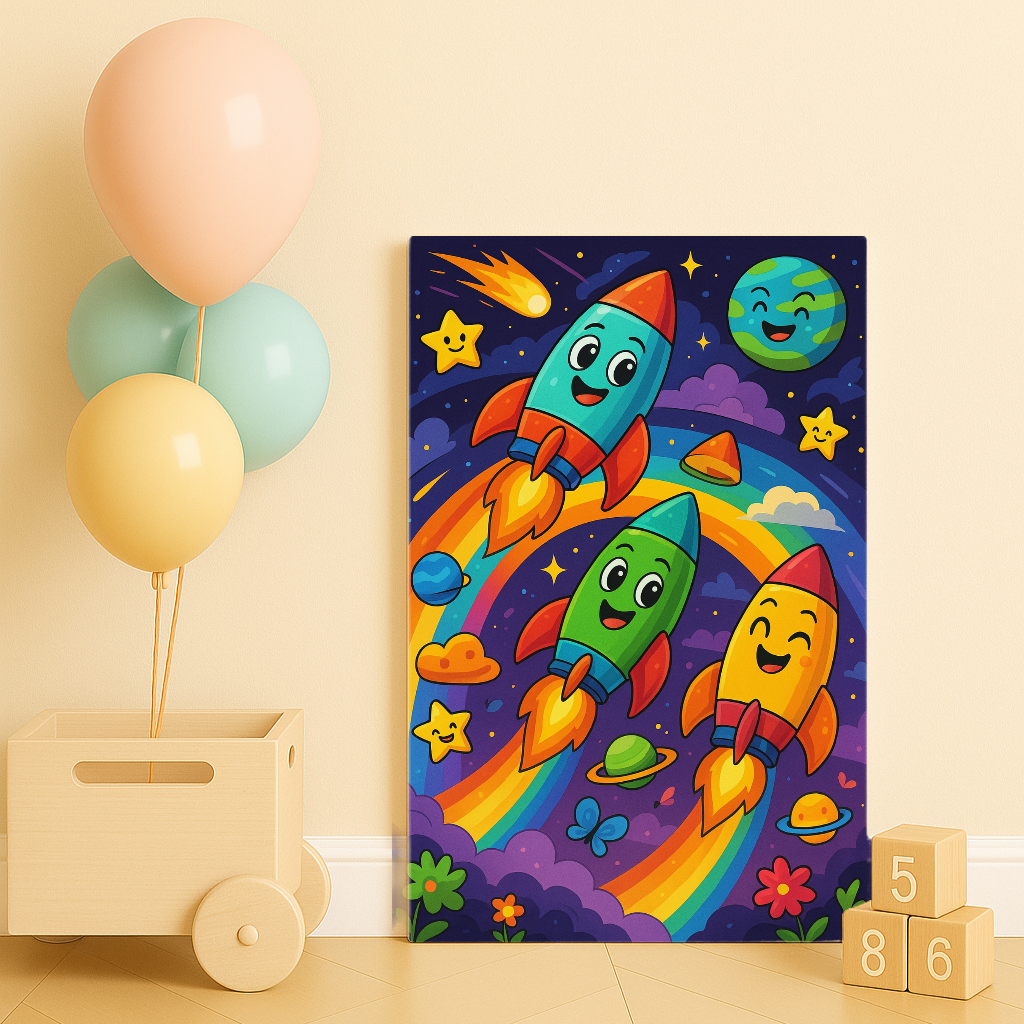 Gökkuşağı Roketleri - Sayılarla Boyama Seti