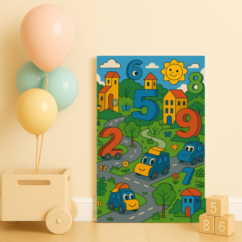 Rakamlı Arabalar - Sayılarla Boyama Seti